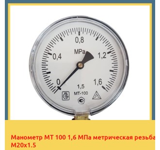 Манометр МТ 100 1,6 МПа метрическая резьба М20х1.5 в Таласе