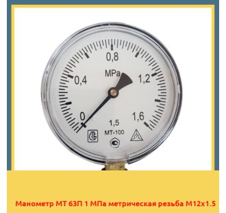 Манометр МТ 63П 1 МПа метрическая резьба М12х1.5 в Таласе